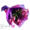 Bouquet: Los 10 Tulipanes en Papel Morado - Imagen 2