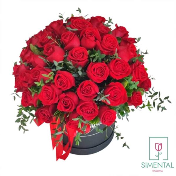 Caja Redonda 50 Rosas - Imagen 2